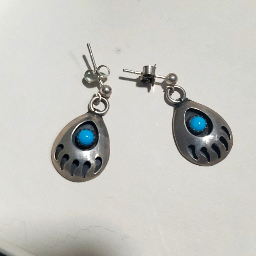 Sterling Bear Paw Earrings